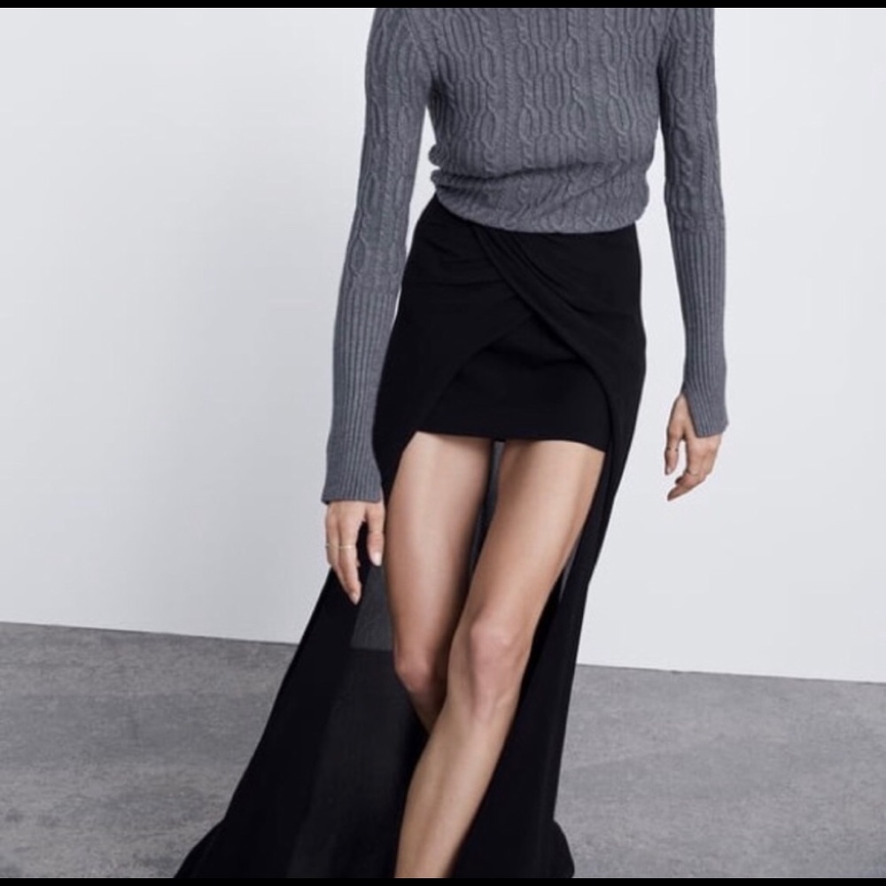 Zara maxi overlay hi-low skirt asymmetric skirt